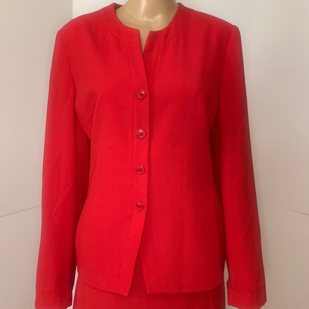 Laura Scott Red Jacket and Skirt Set, 14 & 16